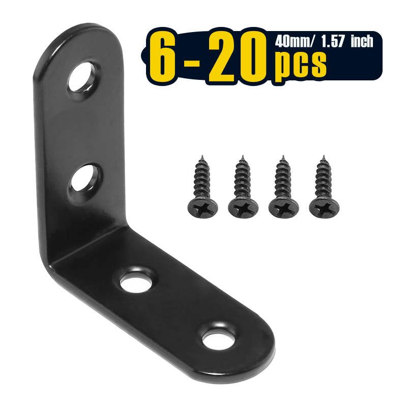 Corner Bracket Angle - 6-20 Buah Braket Sudut Hitam L,