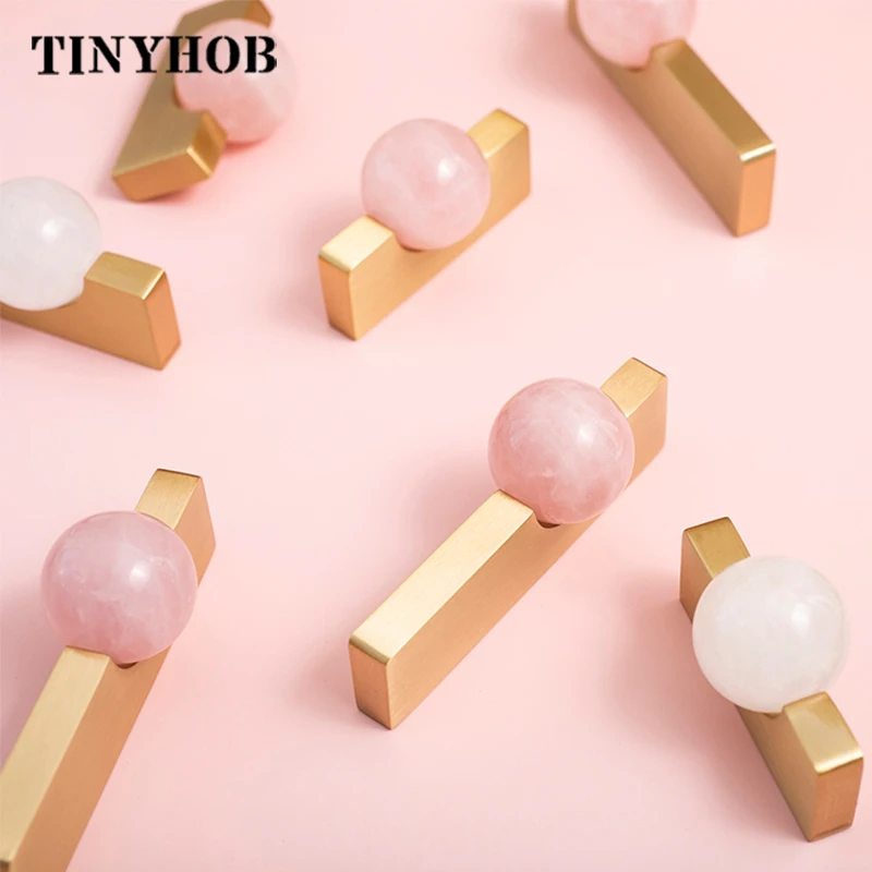 Furniture Hardware Drop Pulls - Bola kristal putih + gagang furnitur