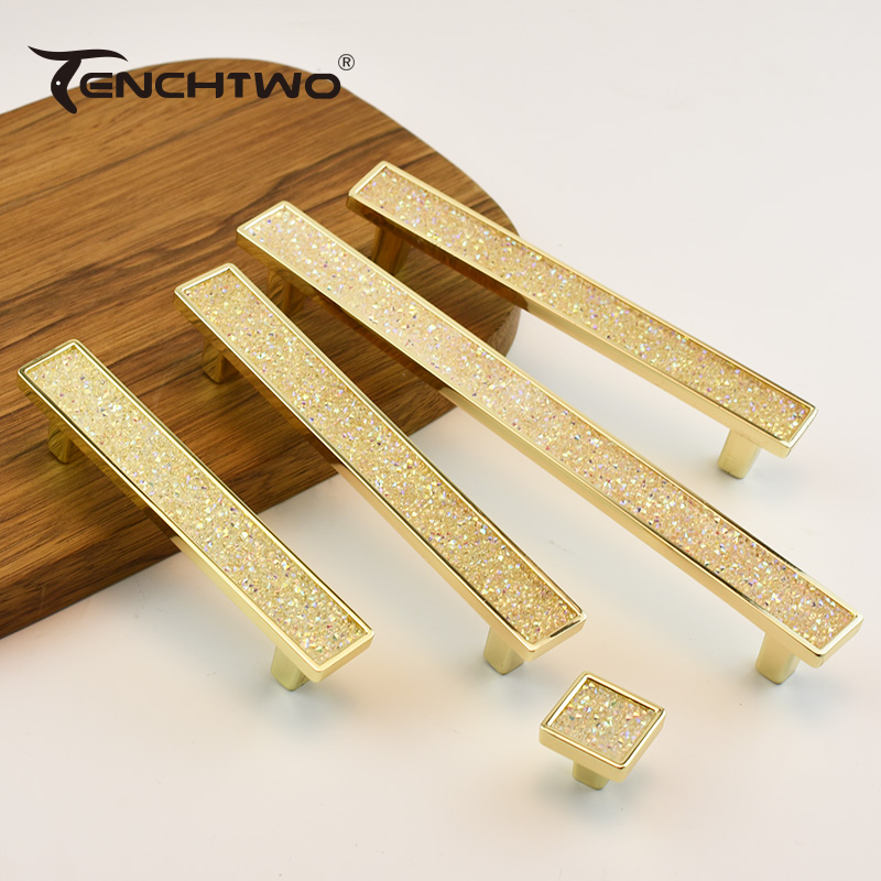Furniture And Kitchen Hardware Fitting - Furnitur berlian kristal emas pegangan pintu