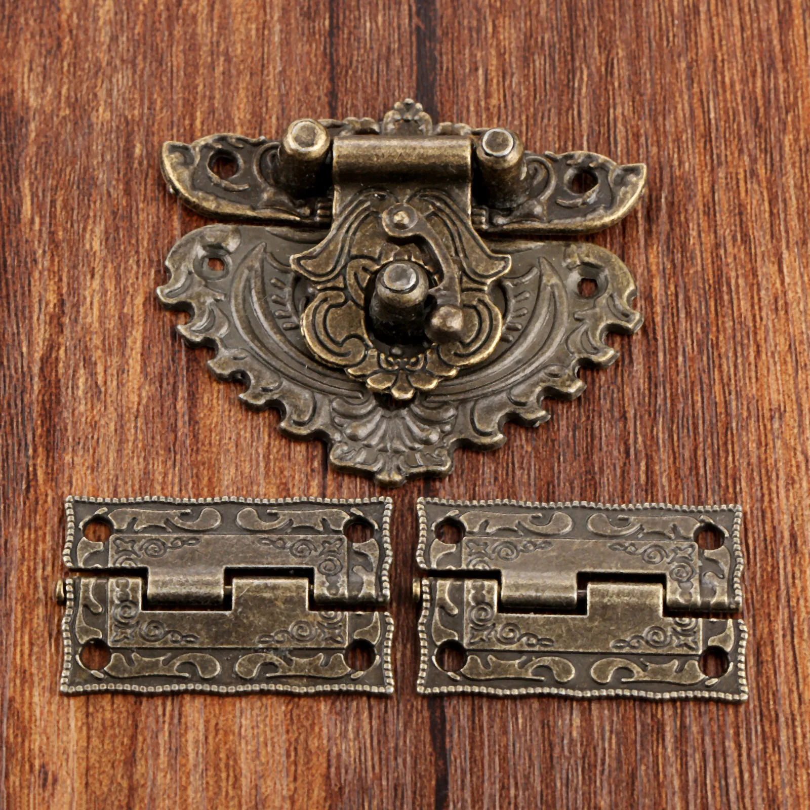 Furniture Hardware Antique - 3 Buah/Set Gembok Perunggu Antik Kotak