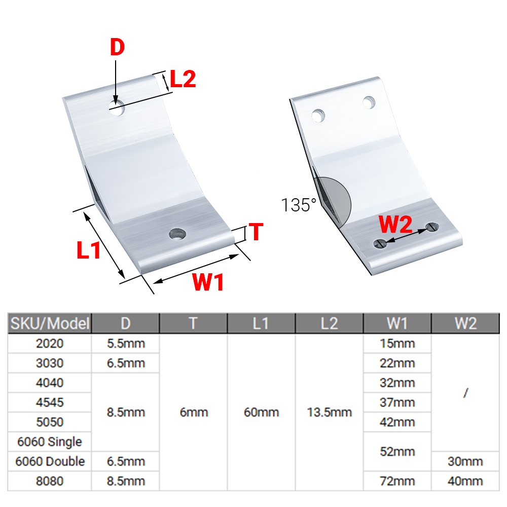 4Pcs/lot 135 Derajat 2020 3030 - Corner Bracket Angle ulasan dan harga